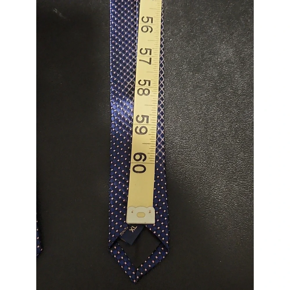 Hisdern Mens Silk Extra Long Tie Classic Plaid Checker Blue XL 63 Inch